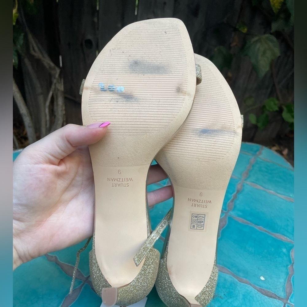 Stuart weitzman Amelina 75 Platino Fig Fine Glitter NEW - Picture 8 of 9